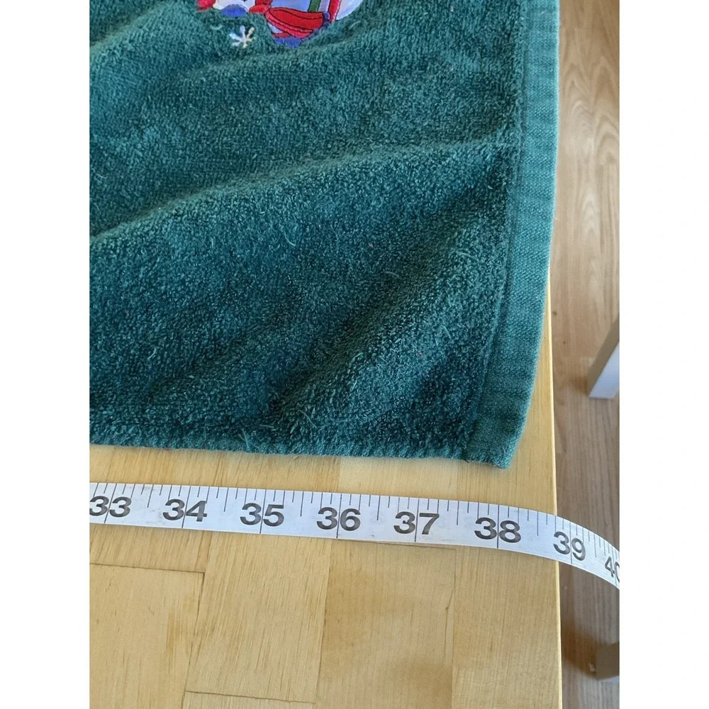 Christmas towels Bath Towel Set 3 Pc Green Santa Embroidered Hand Wash Cloth
